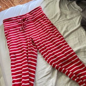 Red and white striped pj pants